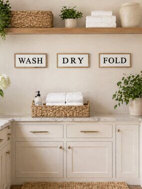 Rustic Wash Dry Fold Metal Sign Set in Wood Frames